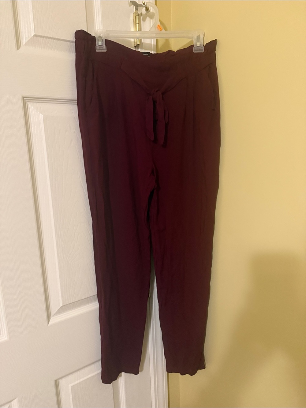 Forever 21 Burgundy Tie-Waist Straight Leg Pants